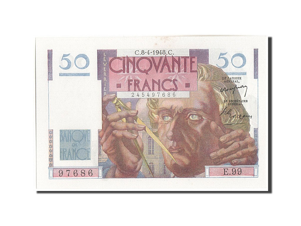 Banconote, Francia, 50 Francs, 50 F 1946-1951 ''Le Verrier'', 1948, 1948-04-08