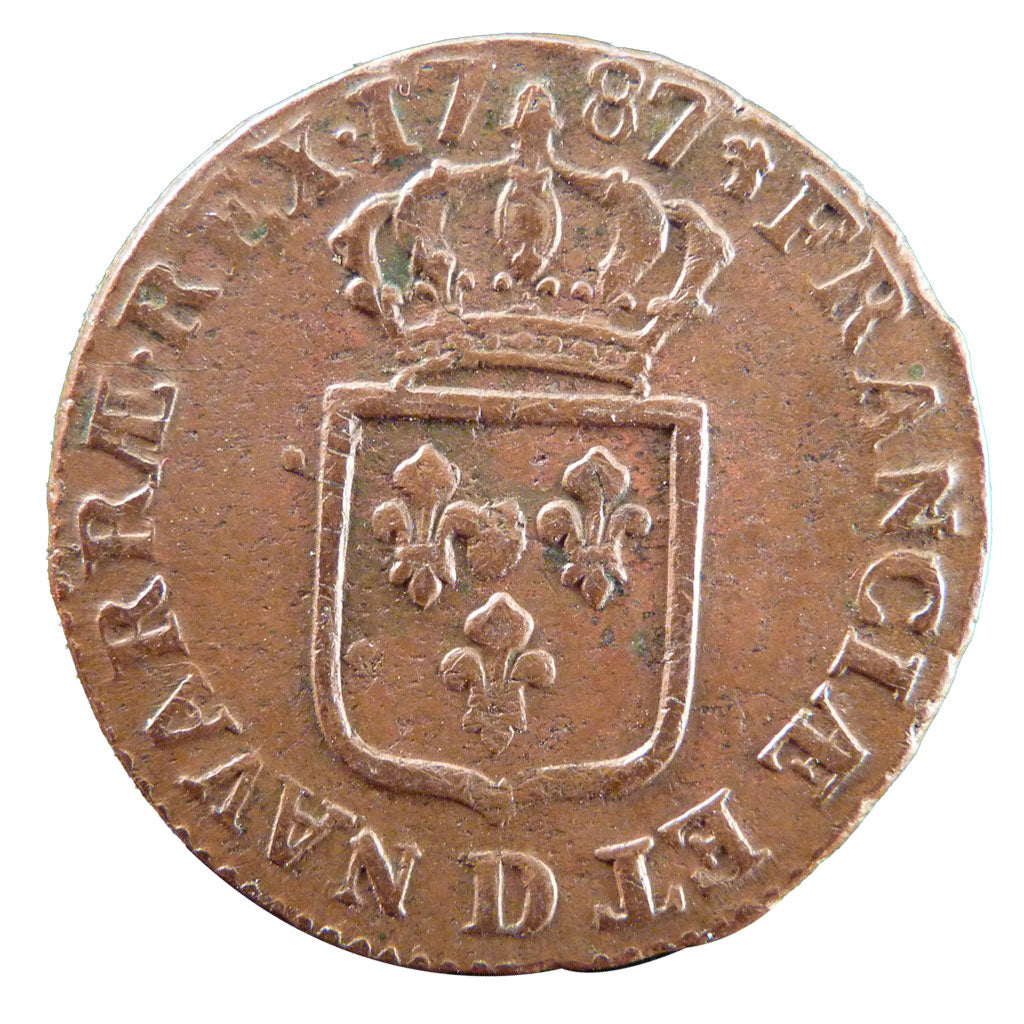 Francia, Louis XVI, Sol ou sou, Sol, 1787, Lyon, BB, Rame, Gadoury:350