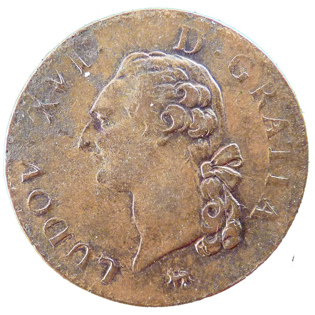 Monnaie, France, Louis XVI, Sol ou sou, Sol, 1791, Paris, TTB, Cuivre