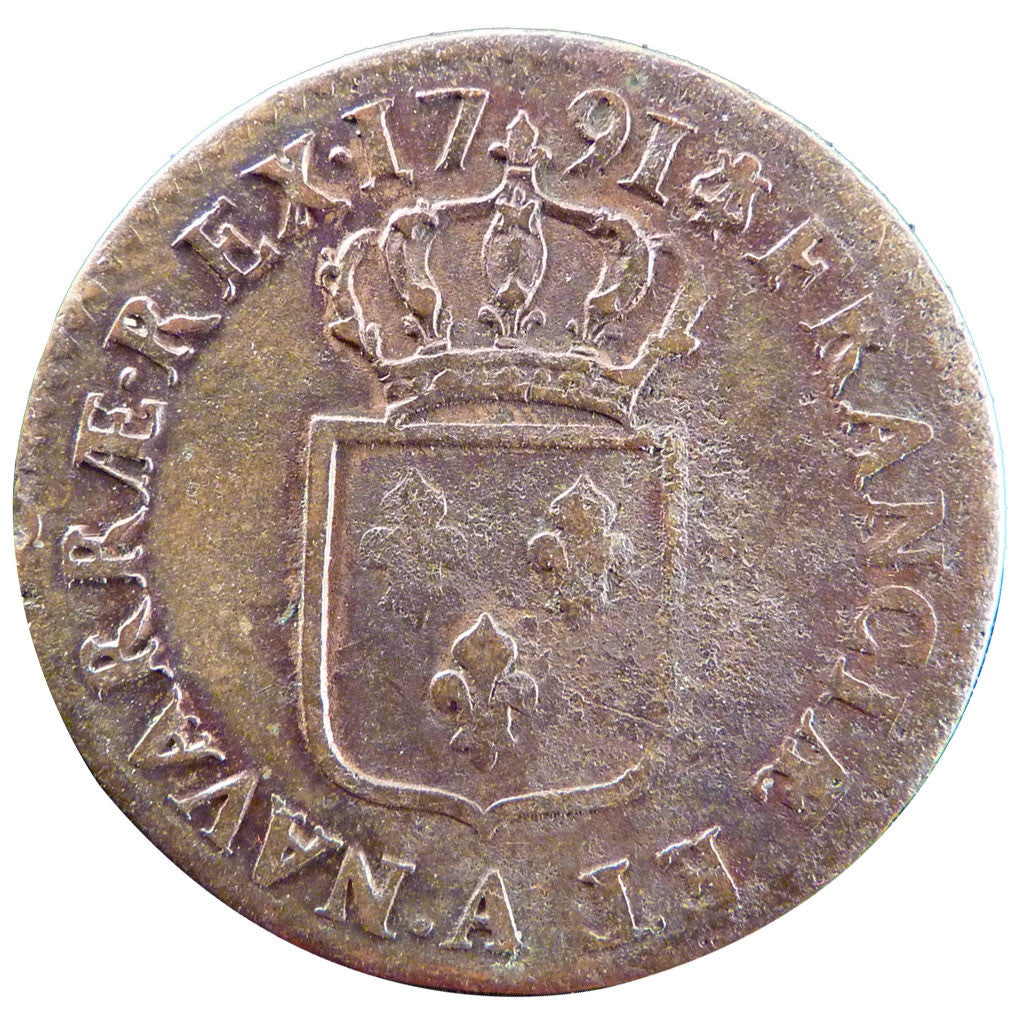 Monnaie, France, Louis XVI, Sol ou sou, Sol, 1791, Paris, TTB, Cuivre