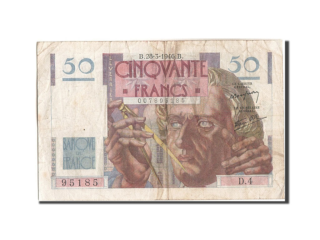 Billete, Francia, 50 Francs, 50 F 1946-1951 ''Le Verrier'', 1946, 1946-03-28