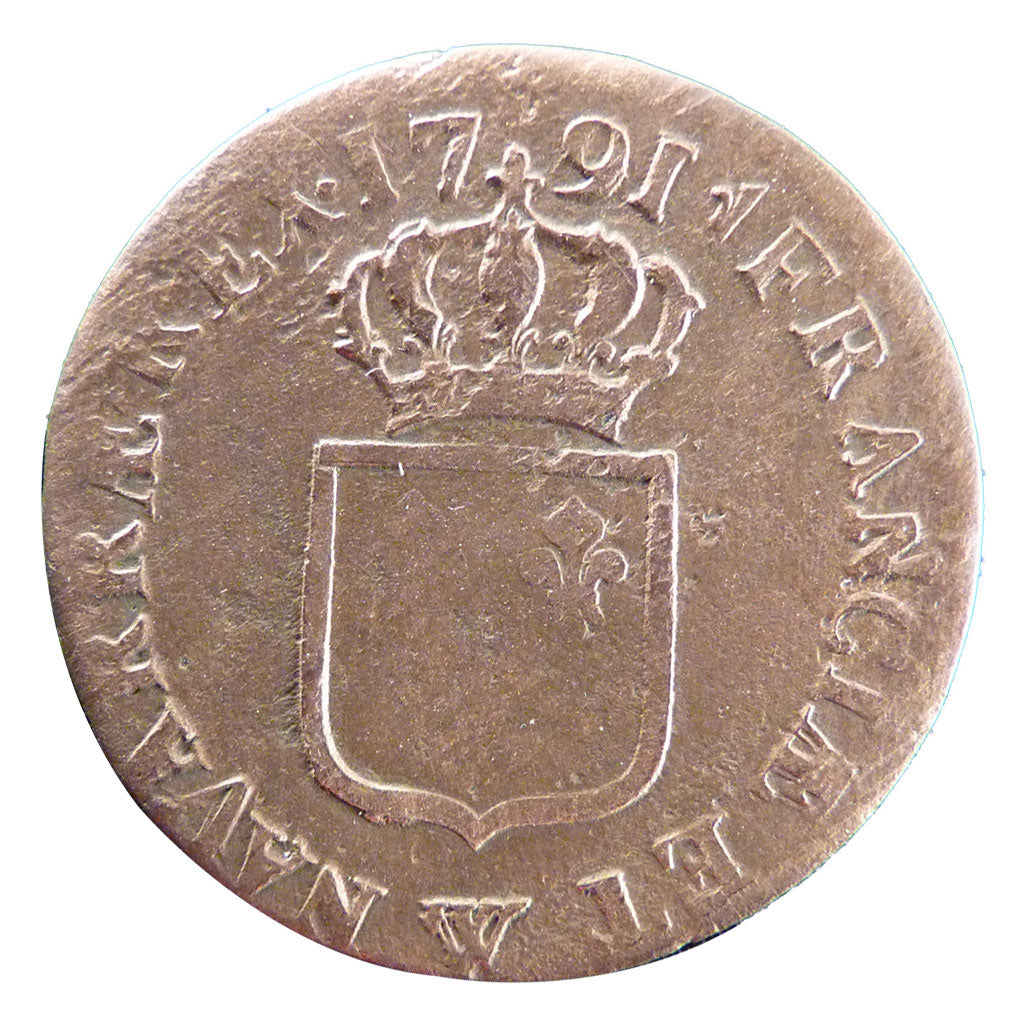 FRANCE, Sol à l'Ecu, 1791, Lille, VF(30-35), Copper, Gadoury #350, 12.20
