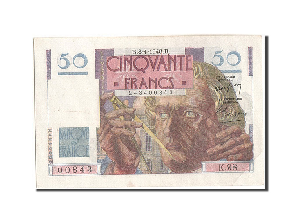 France, 50 Francs, 50 F 1946-1951 ''Le Verrier'', 1948, KM:127b, 1948-04-08,...