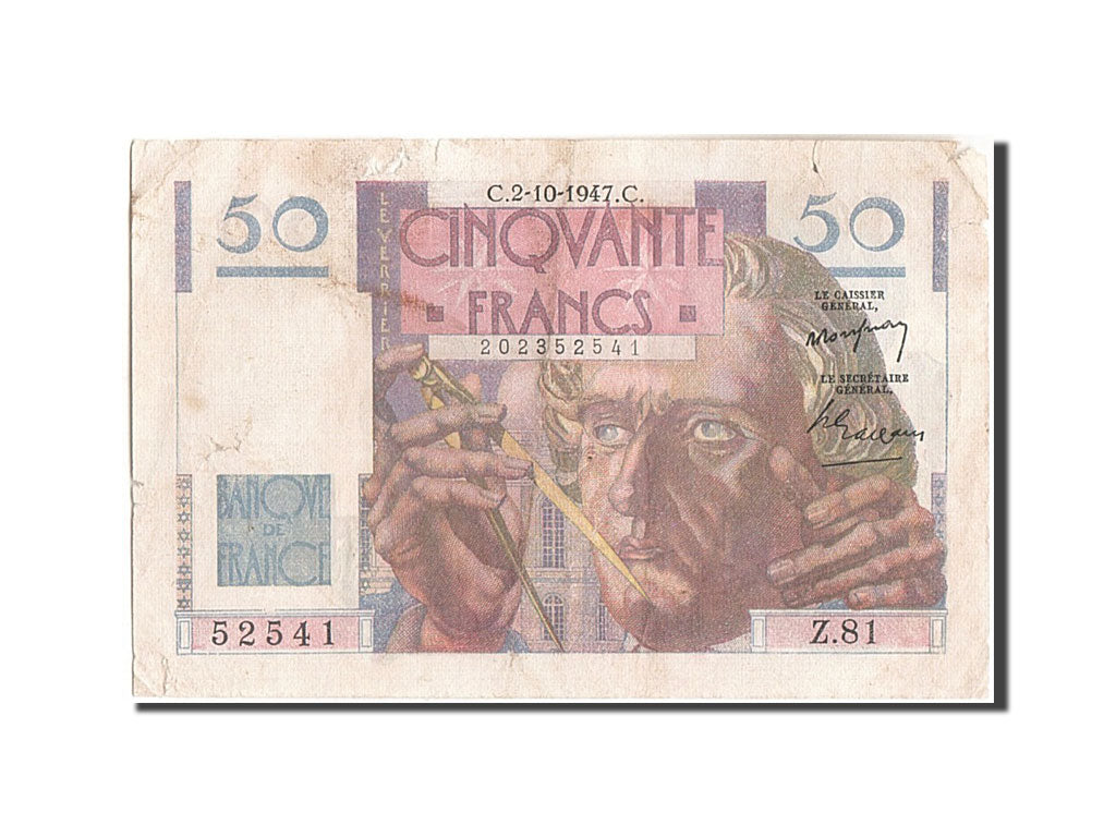 Billete, Francia, 50 Francs, 50 F 1946-1951 ''Le Verrier'', 1947, 1947-10-02