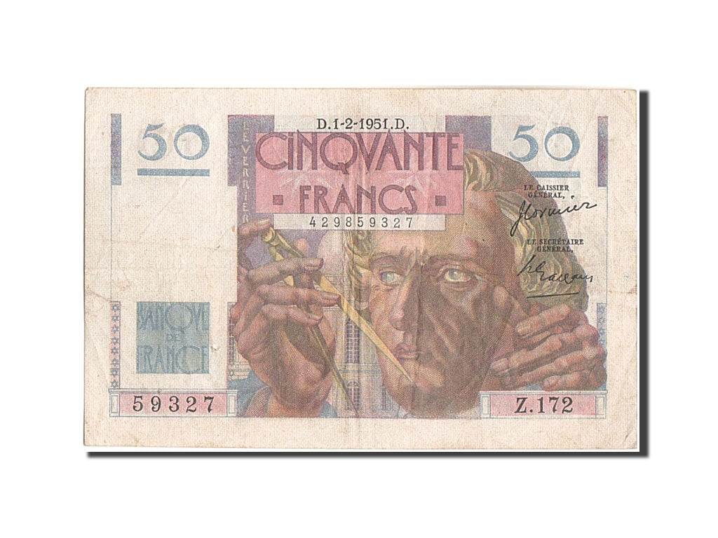 France, 50 Francs, 50 F 1946-1951 ''Le Verrier'', 1951, KM:127c, 1951-02-01,...