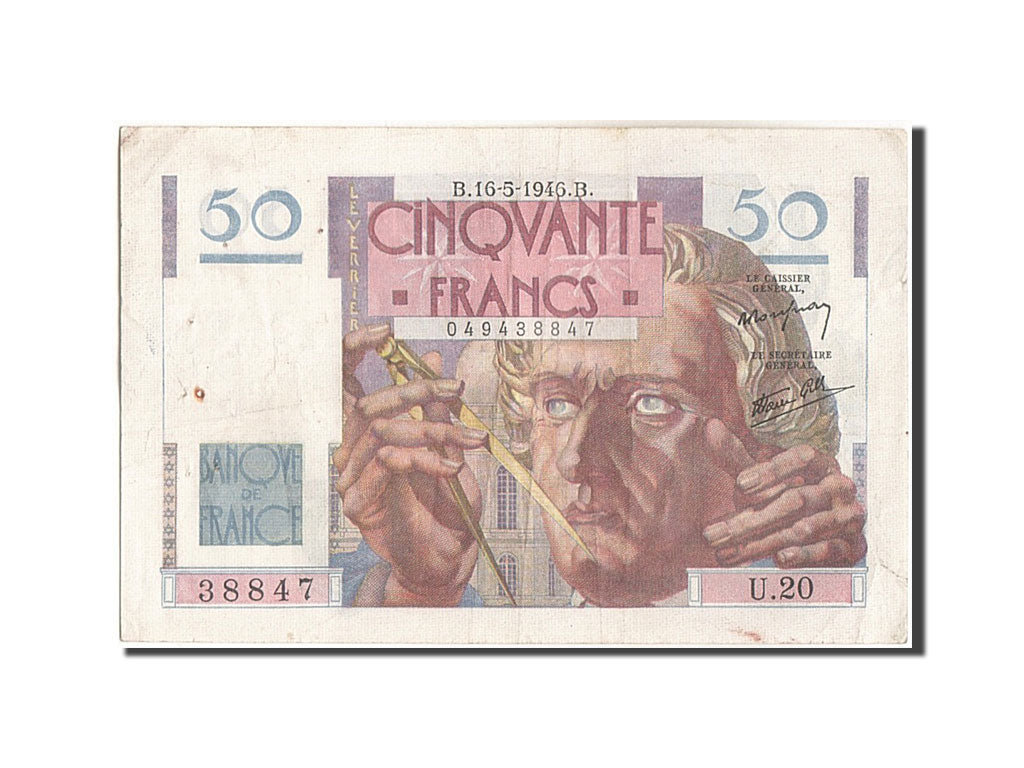 France, 50 Francs, 50 F 1946-1951 ''Le Verrier'', 1946, KM:127a, 1946-05-16,...
