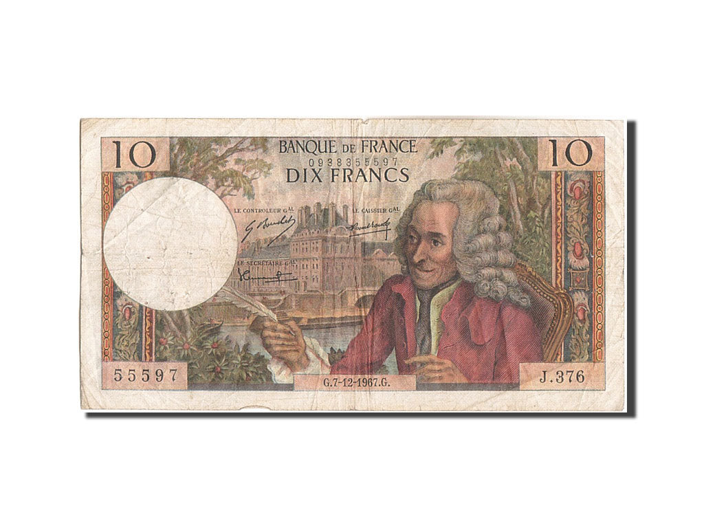 Banconote, Francia, 10 Francs, 10 F 1963-1973 ''Voltaire'', 1967, 1967-12-07