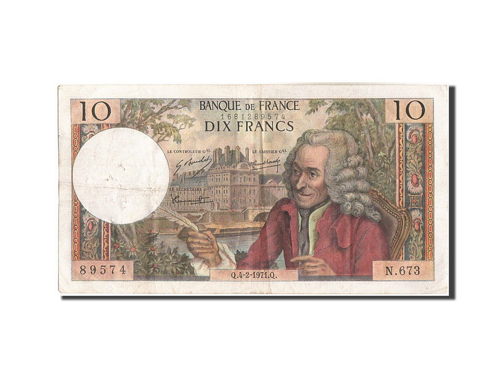 Banknote, France, 10 Francs, 10 F 1963-1973 ''Voltaire'', 1971, 1971-02-04