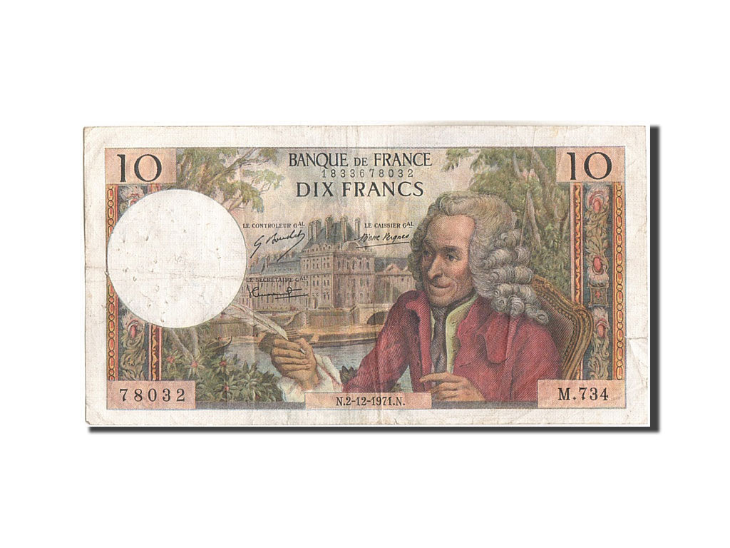 Frankreich, 10 Francs, 10 F 1963-1973 ''Voltaire'', 1971, KM:147d, 1971-12-02...