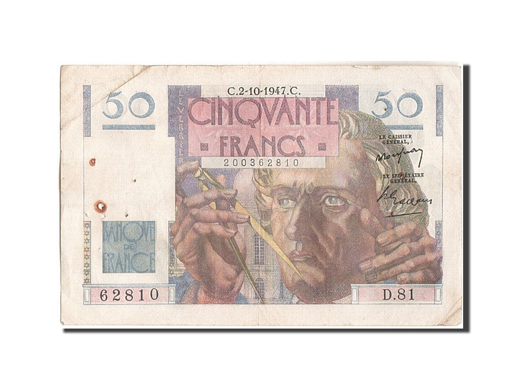Francia, 50 Francs, 50 F 1946-1951 ''Le Verrier'', 1947, KM:127b, 1947-10-02,...