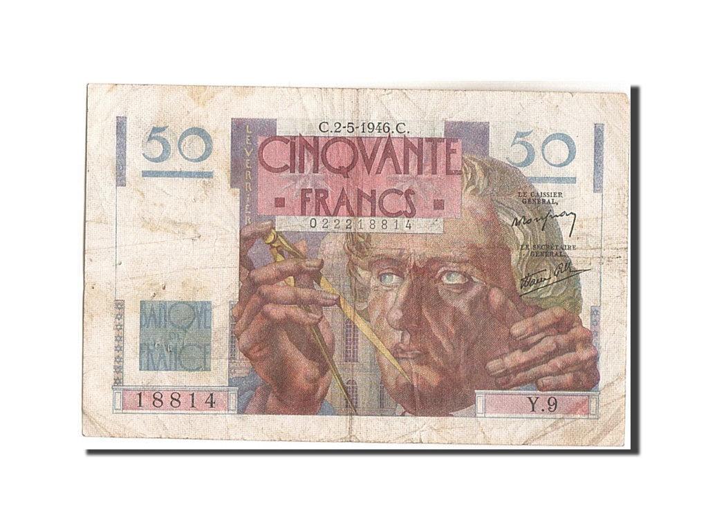 France, 50 Francs, 50 F 1946-1951 ''Le Verrier'', 1946, KM:127a, 1946-05-02,...
