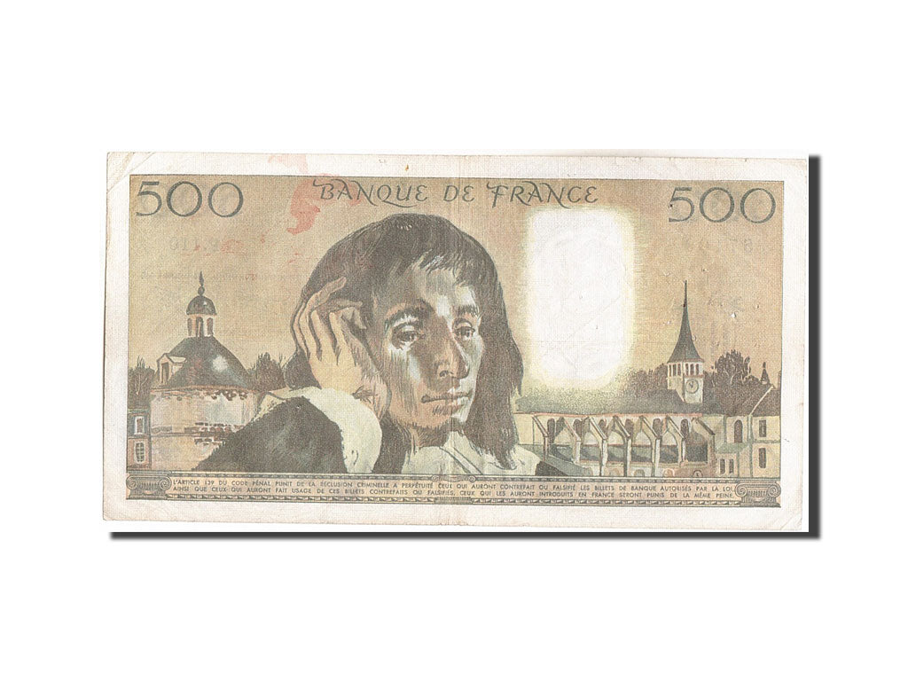 France, 500 Francs, 500 F 1968-1993 ''Pascal'', 1980, KM:156e, 1980-04-03, VF...