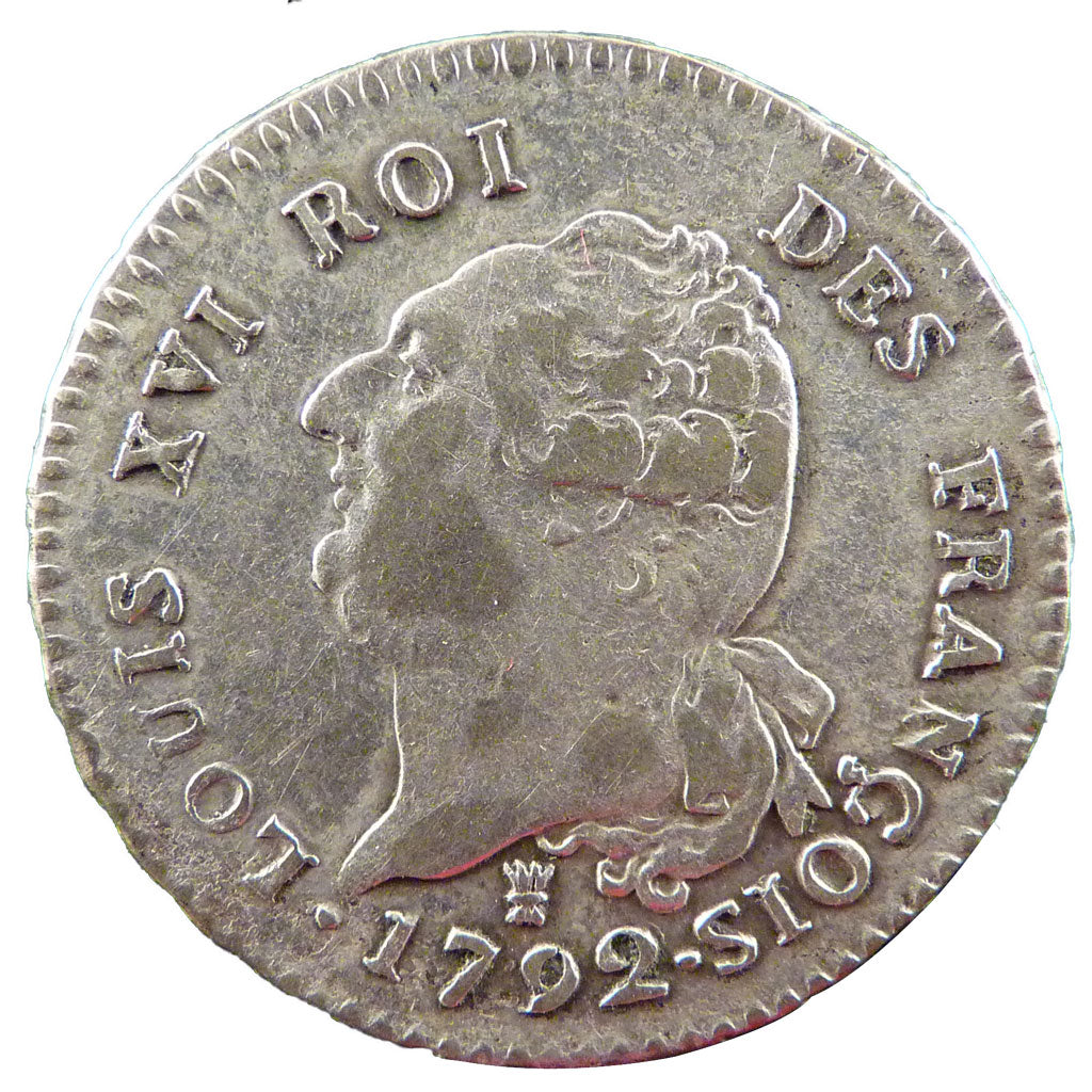 FRANCE, 30 sols françois, 30 Sols, 1792, Limoges, KM #606.7, VF(30-35), Silver, 