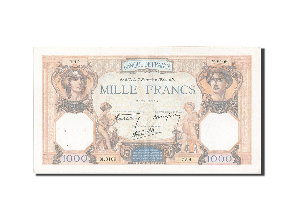Biljet, Frankrijk, 1000 Francs, 1 000 F 1927-1940 ''Cérès et Mercure'', 1939
