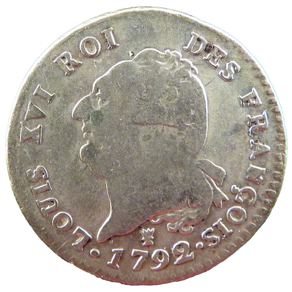 FRANCE, 30 sols françois, 30 Sols, 1792, Limoges, F(12-15), Silver, Gadoury #39,