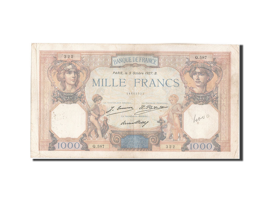 Frankreich, 1000 Francs, 1 000 F 1927-1940 ''Cérès et Mercure'', 1927, KM:7...