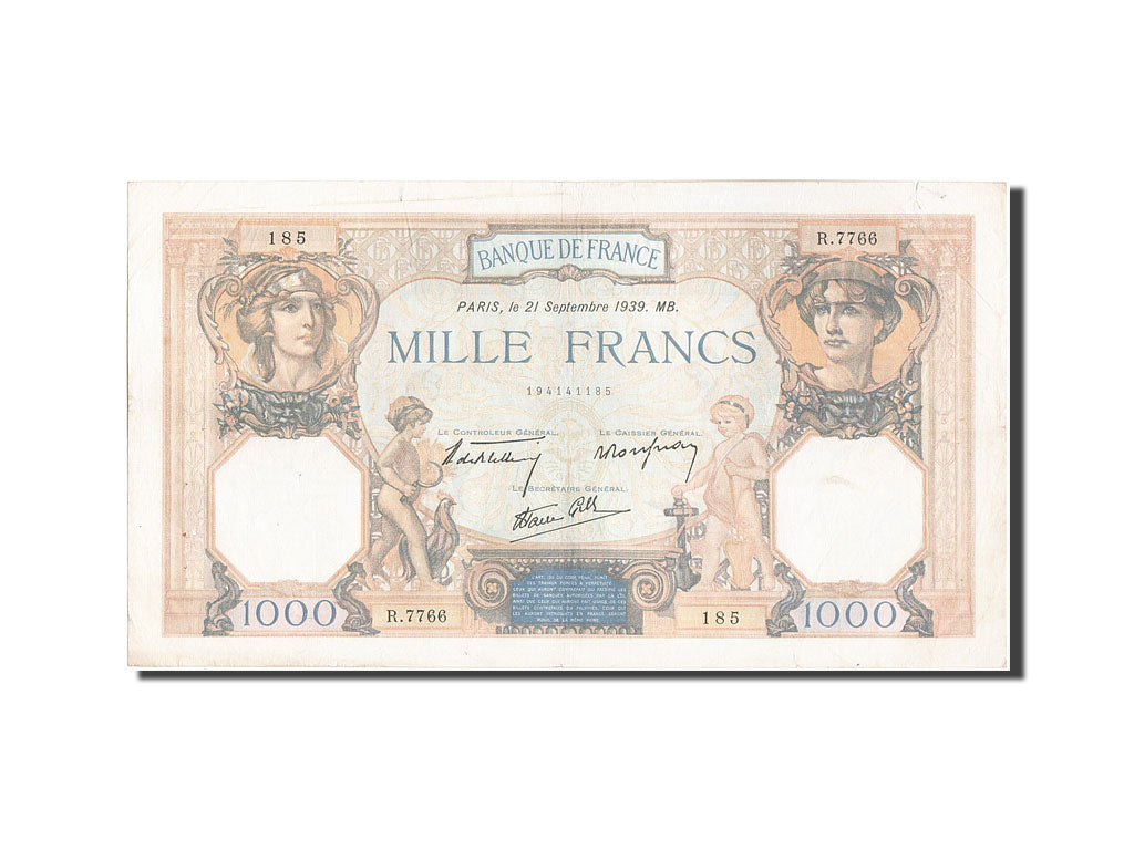 France, 1000 Francs, 1 000 F 1927-1940 ''Cérès et Mercure'', 1939, KM:90c,...