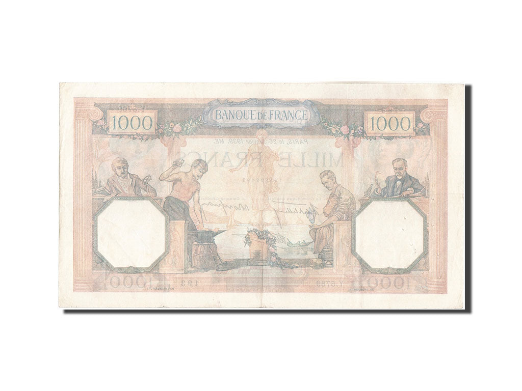 Frankreich, 1000 Francs, 1 000 F 1927-1940 ''Cérès et Mercure'', 1939, KM:9...