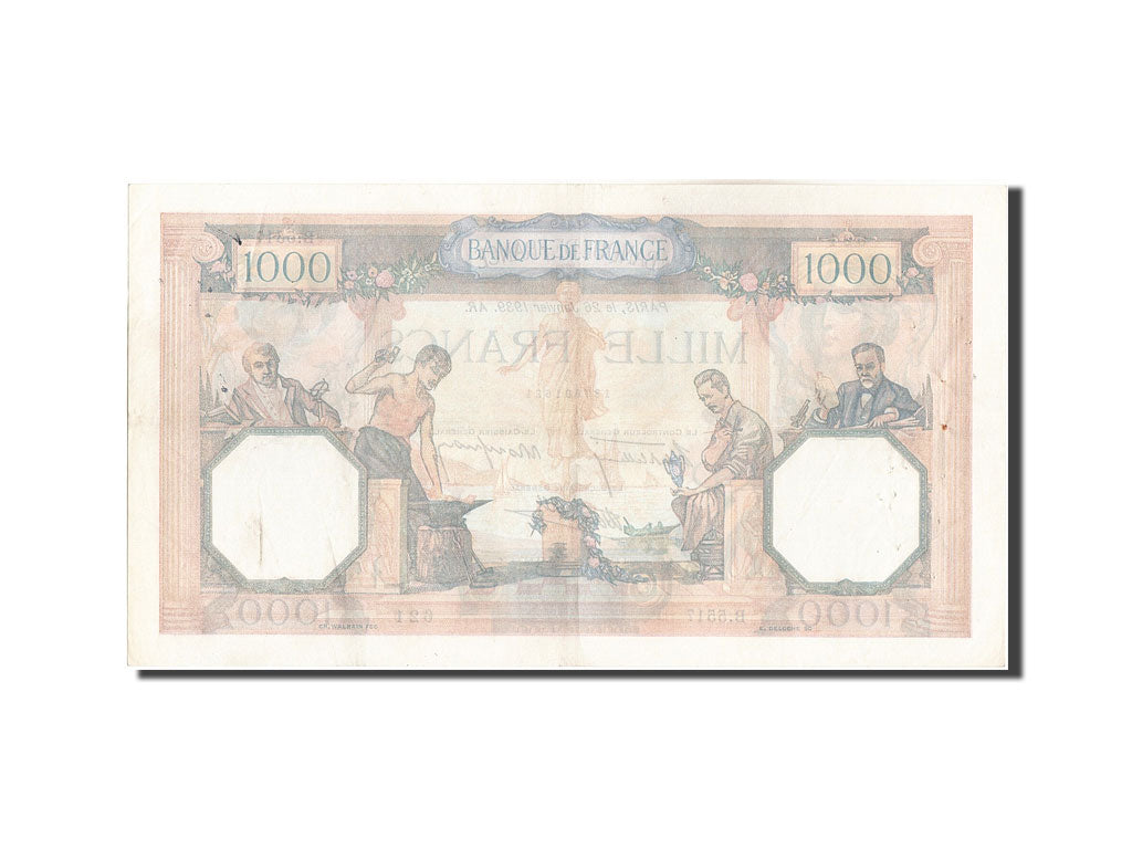 Francia, 1000 Francs, 1 000 F 1927-1940 ''Cérès et Mercure'', 1939, KM:90c,...