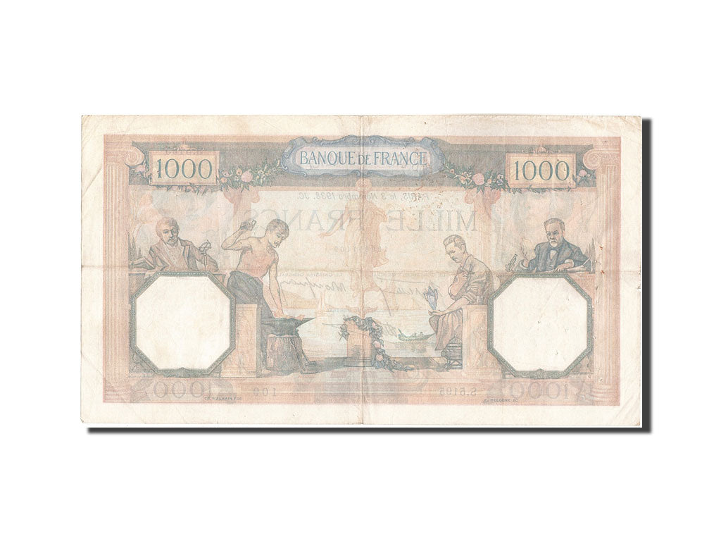 France, 1000 Francs, 1 000 F 1927-1940 ''Cérès et Mercure'', 1938, KM:90c,...