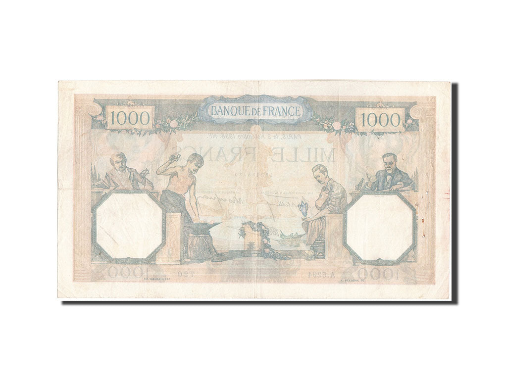 France, 1000 Francs, 1 000 F 1927-1940 ''Cérès et Mercure'', 1938, KM:90c,...