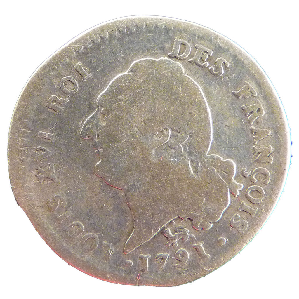 Francia, 15 sols françois, 15 Sols, 1/8 ECU, 1791, Paris, B, Argento, Gadour...