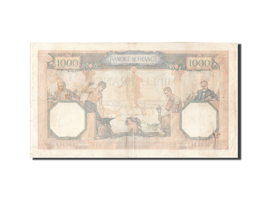 Banknote, France, 1000 Francs, 1 000 F 1927-1940 ''Cérès et Mercure'', 1939