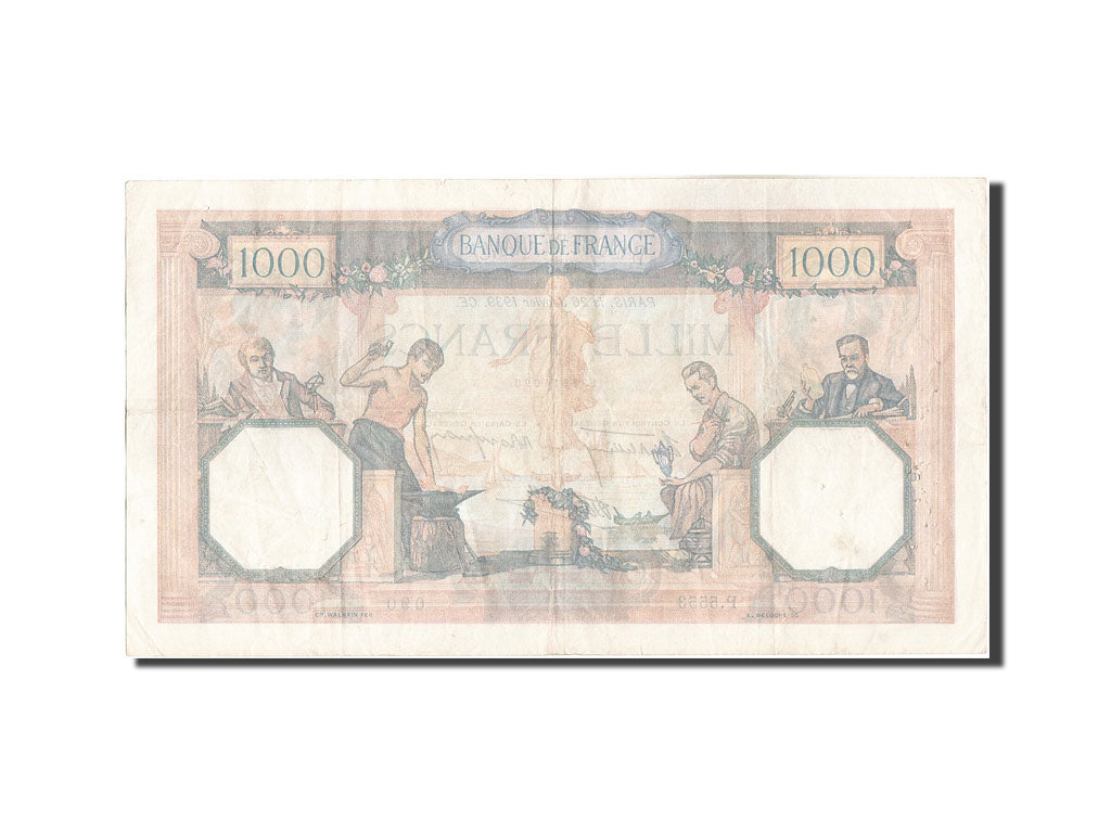 Geldschein, Frankreich, 1000 Francs, 1 000 F 1927-1940 ''Cérès et Mercure''