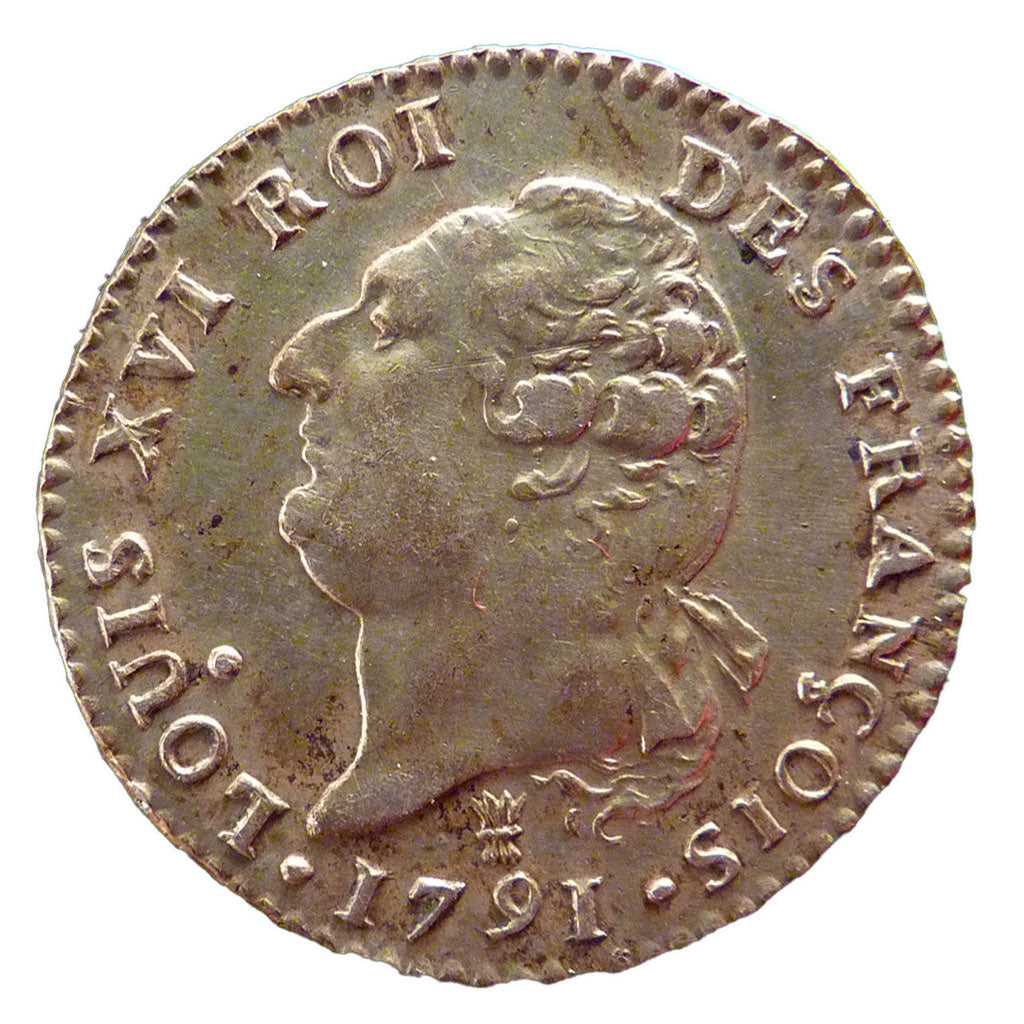 FRANCE, 15 sols françois, 15 Sols, 1791, Limoges, AU(55-58), Silver, Gadoury #36