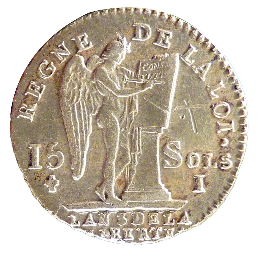 FRANCE, 15 sols françois, 15 Sols, 1791, Limoges, AU(55-58), Silver, Gadoury #36