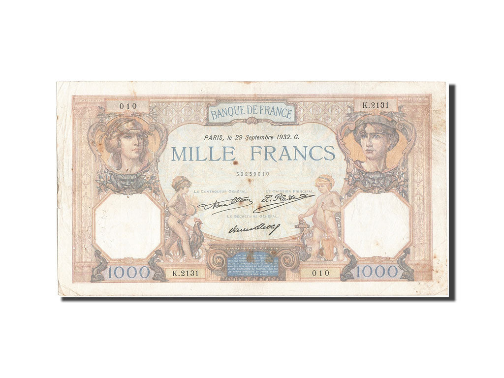 Banconote, Francia, 1000 Francs, 1 000 F 1927-1940 ''Cérès et Mercure'', 1932