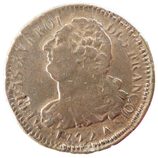 FRANCE, 2 sols françois, 2 Sols, 1792, Paris, EF(40-45), Bronze, Gadoury #25, 2.