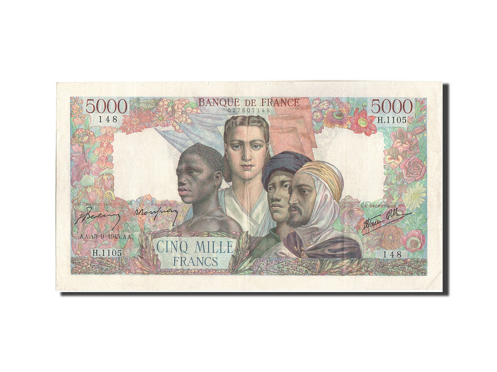 France, 5000 Francs, 5 000 F 1942-1947 ''Empire Français'', 1945, KM:103c, 1...