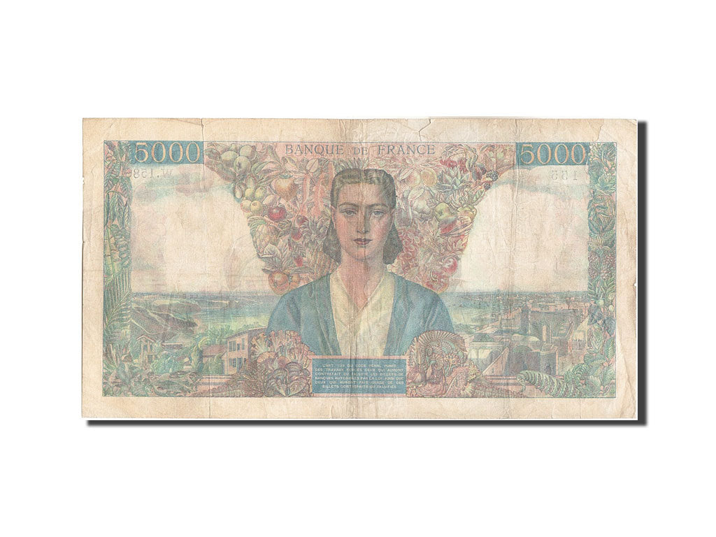 Geldschein, Frankreich, 5000 Francs, 5 000 F 1942-1947 ''Empire Français''