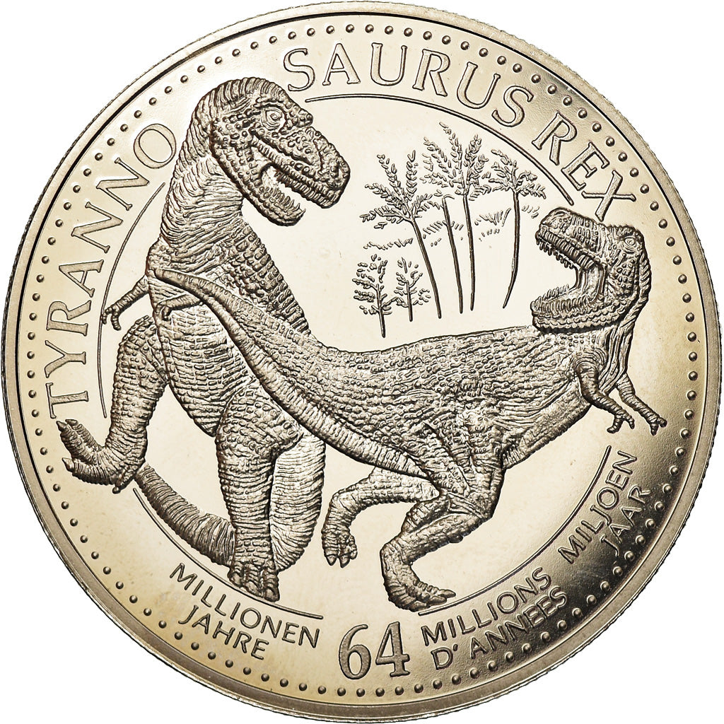 France, Medal, Les Dinosaures, Tyrannosaure, MS(65-70), Copper-nickel