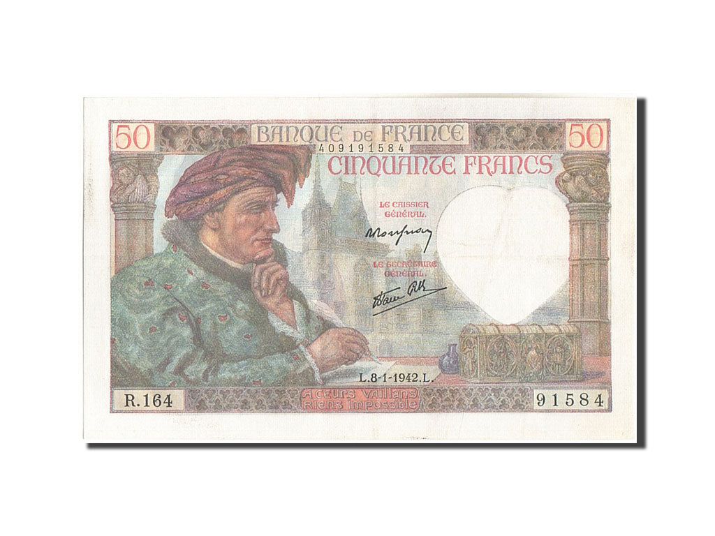 Francia, 50 Francs, 50 F 1940-1942 ''Jacques Coeur'', 1942, KM:93, 1942-01-08...