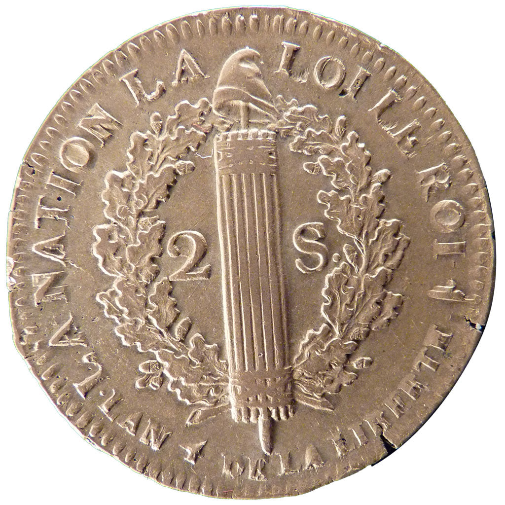 FRANCE, 2 sols françois, 2 Sols, 1792, Lille, KM #603.16, VF(30-35), Bronze, G..