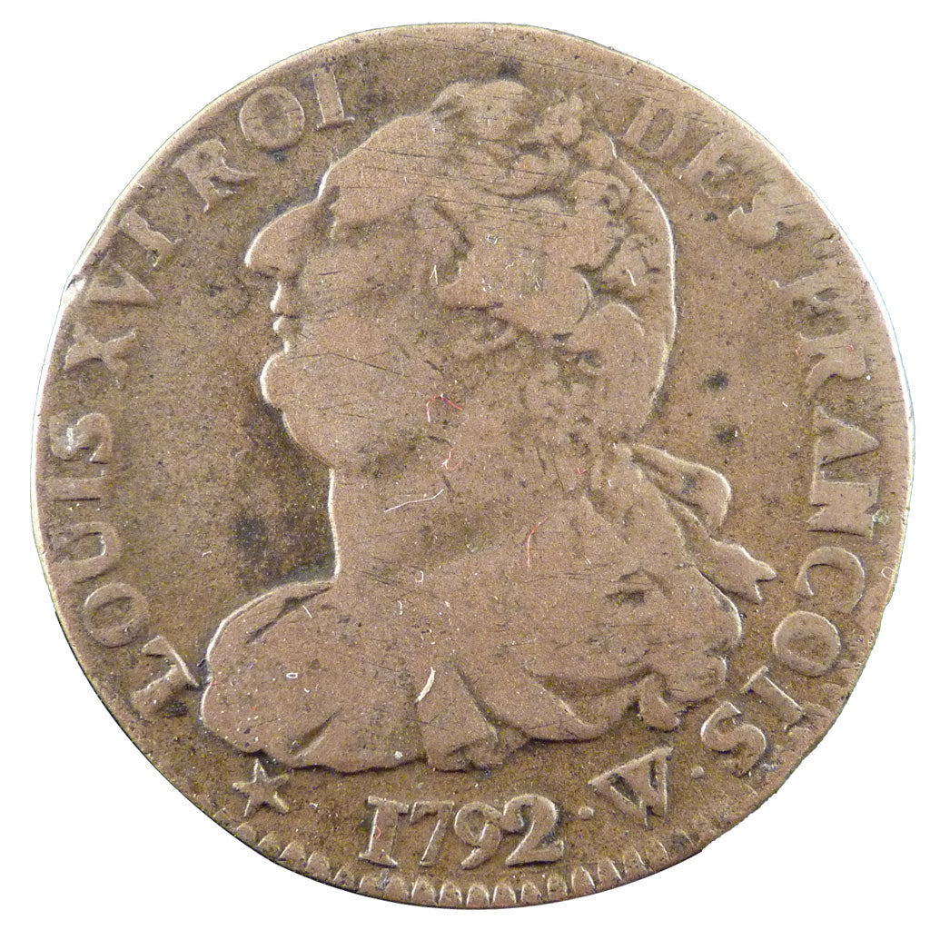 FRANCE, 2 sols françois, 2 Sols, 1792, Lille, KM #603.16, VF(30-35), Bronze, G..