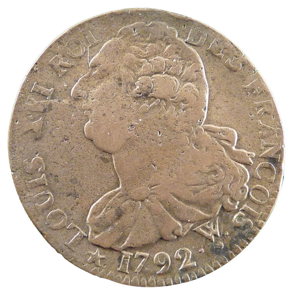 FRANCE, 2 sols françois, 2 Sols, 1792, Lille, KM #603.16, VF(30-35), Bronze, G..