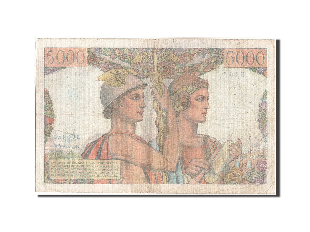 France, 5000 Francs, 5 000 F 1949-1957 ''Terre et Mer'', 1949, KM:131a, 1949-...