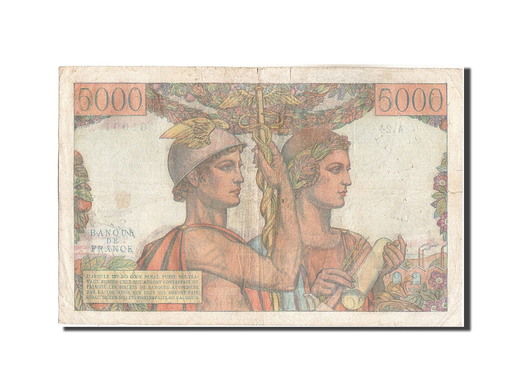 France, 5000 Francs, 5 000 F 1949-1957 ''Terre et Mer'', 1949, KM:131a, 1949-...