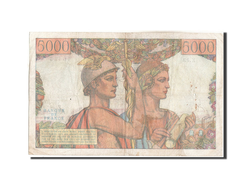 Frankreich, 5000 Francs, 5 000 F 1949-1957 ''Terre et Mer'', 1949, KM:131a, 1...