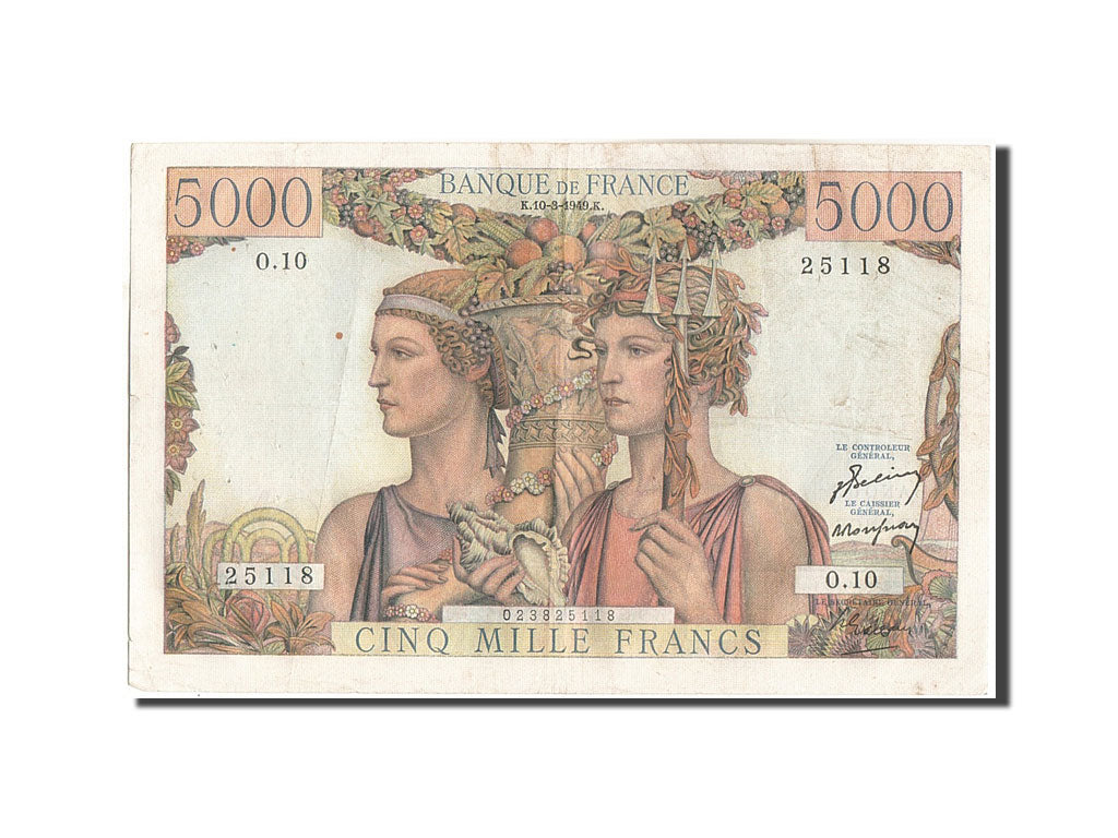Banknote, France, 5000 Francs, 5 000 F 1949-1957 ''Terre et Mer'', 1949