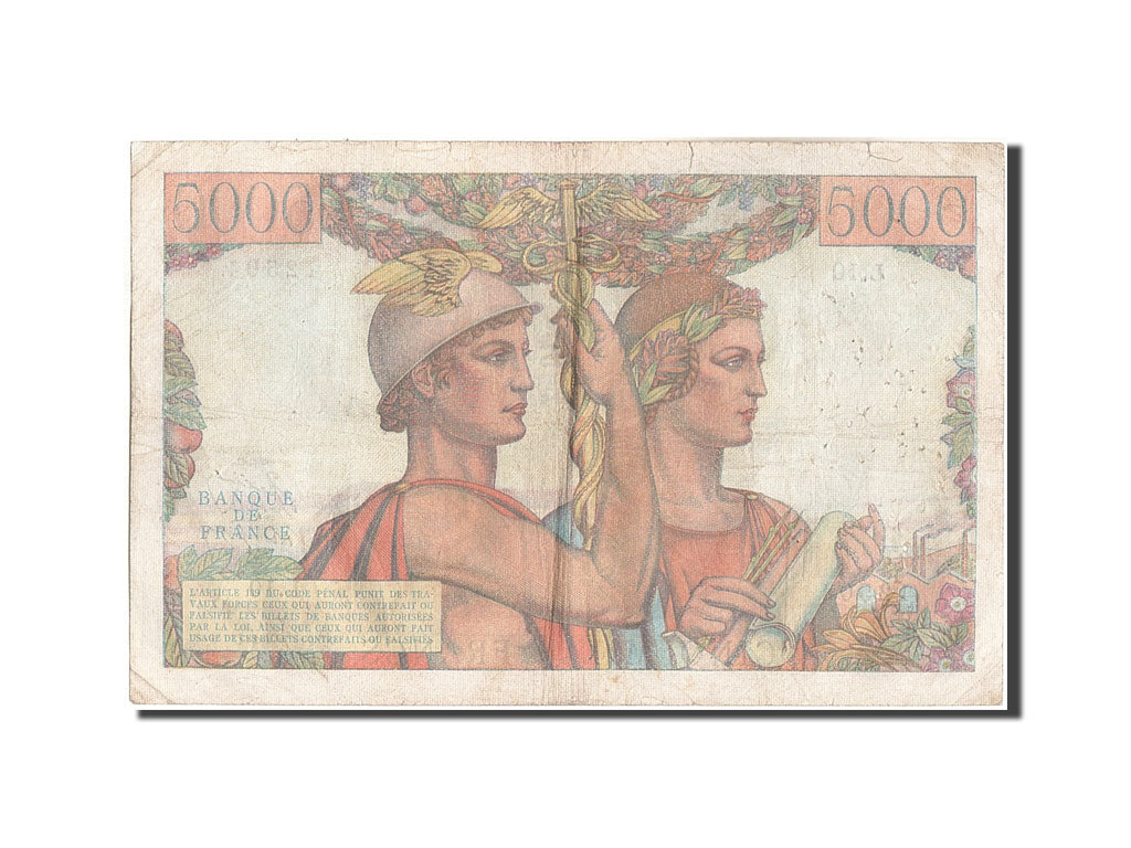 Francia, 5000 Francs, 5 000 F 1949-1957 ''Terre et Mer'', 1949, KM:131a, 1949...