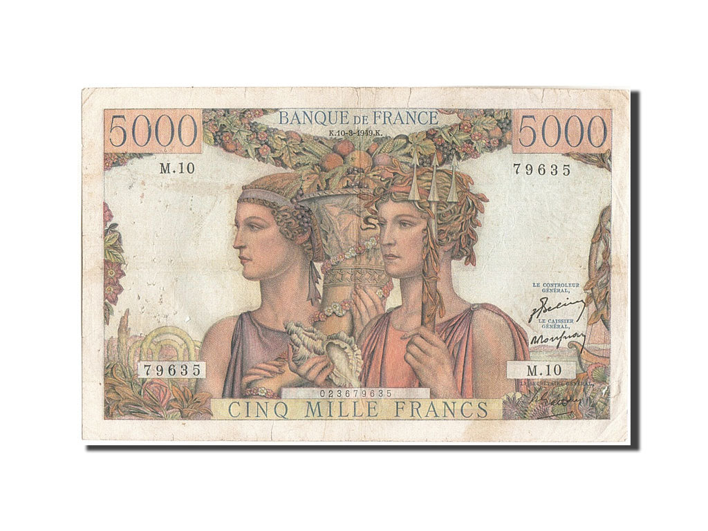 France, 5000 Francs, 5 000 F 1949-1957 ''Terre et Mer'', 1949, KM:109s, 1949-...