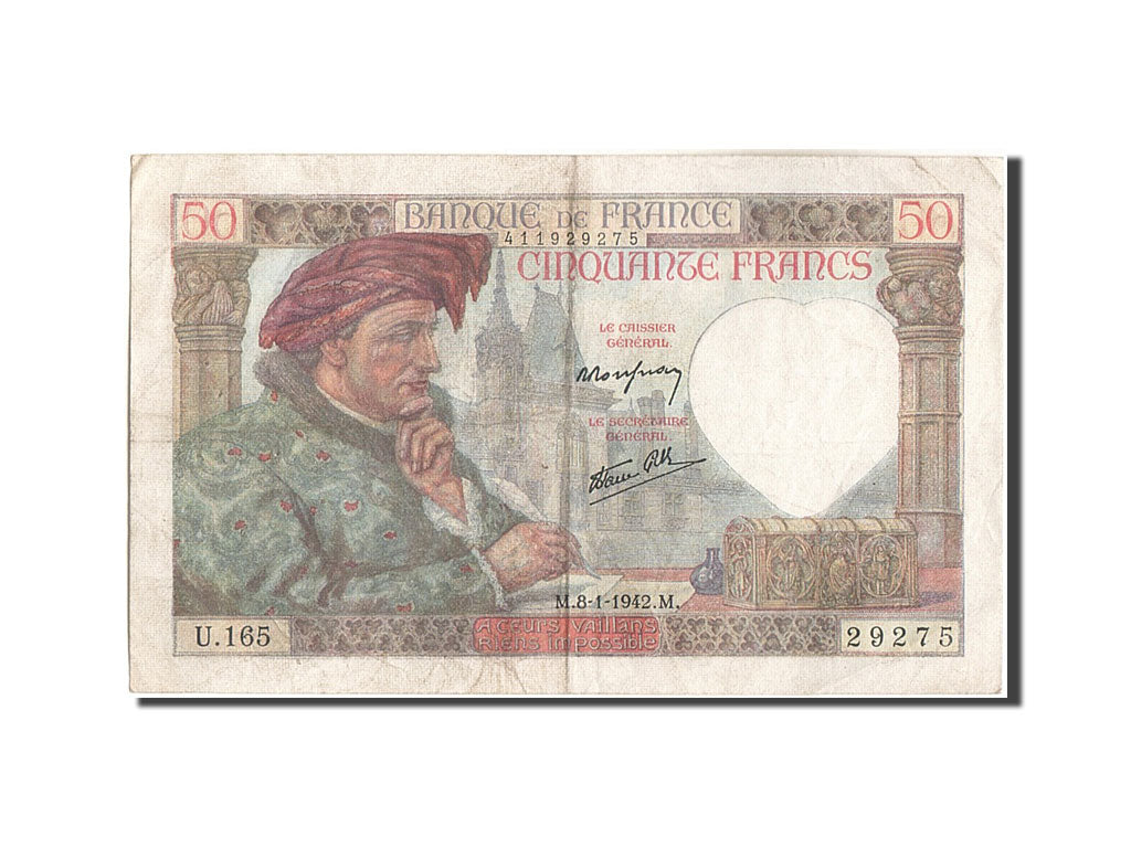 Banconote, Francia, 50 Francs, 50 F 1940-1942 ''Jacques Coeur'', 1942