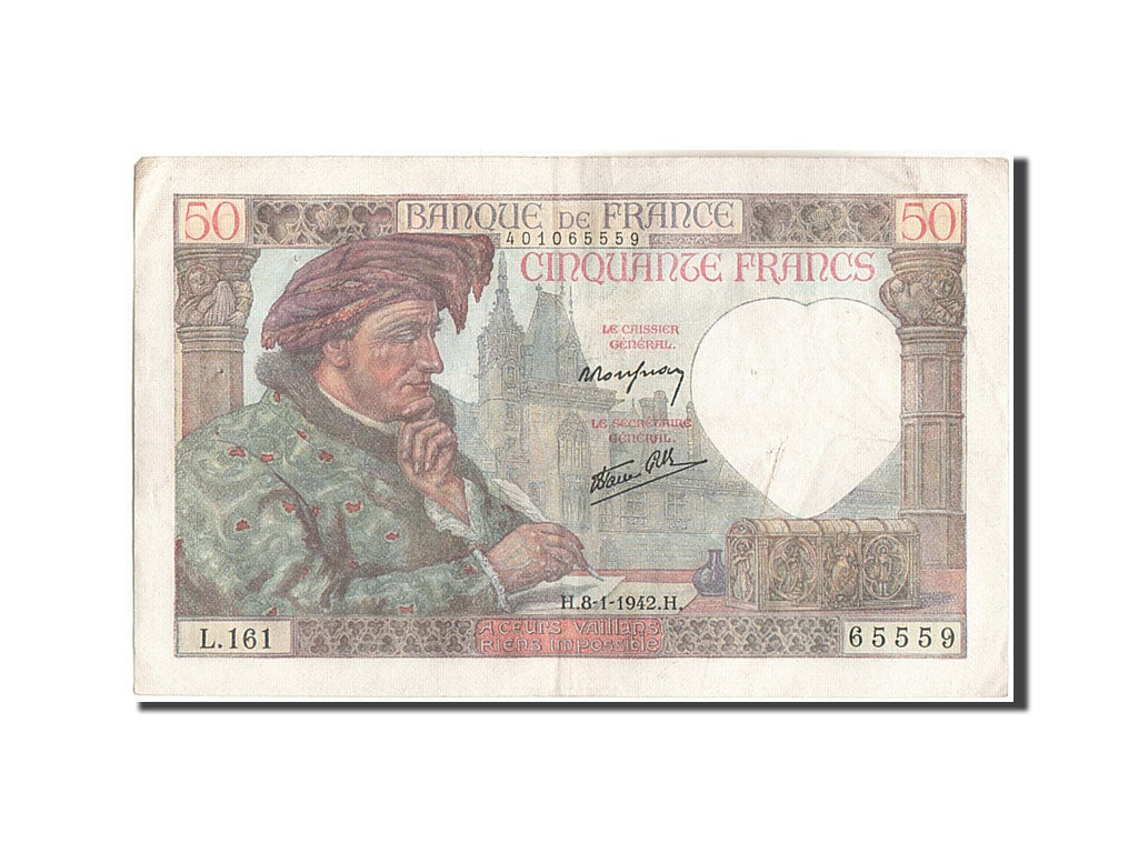 Billete, Francia, 50 Francs, 50 F 1940-1942 ''Jacques Coeur'', 1942, 1942-01-08