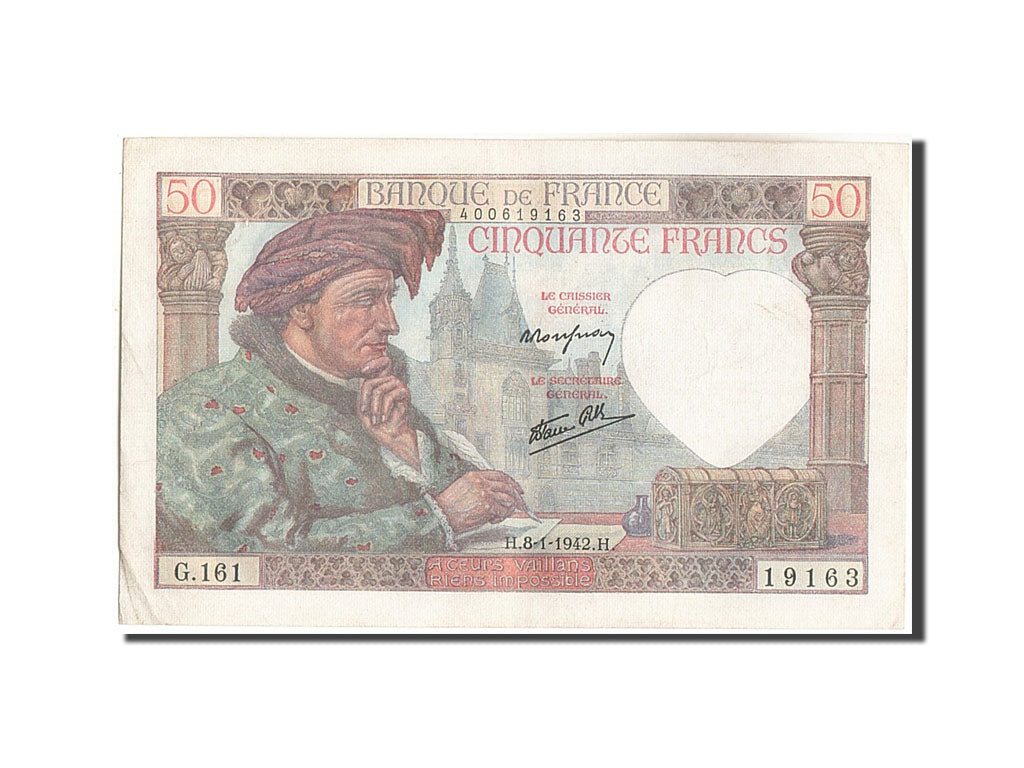 Francia, 50 Francs, 50 F 1940-1942 ''Jacques Coeur'', 1942, KM:93, 1942-01-08...