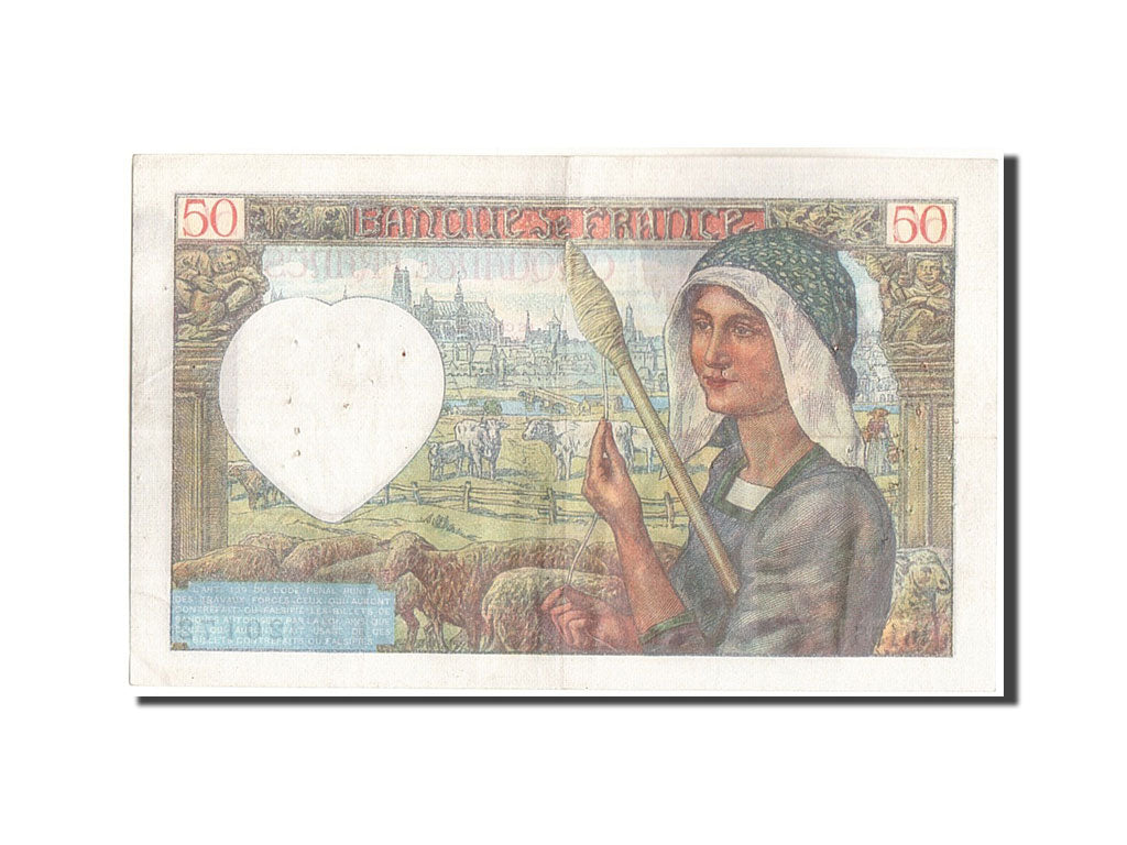 Geldschein, Frankreich, 50 Francs, 50 F 1940-1942 ''Jacques Coeur'', 1942
