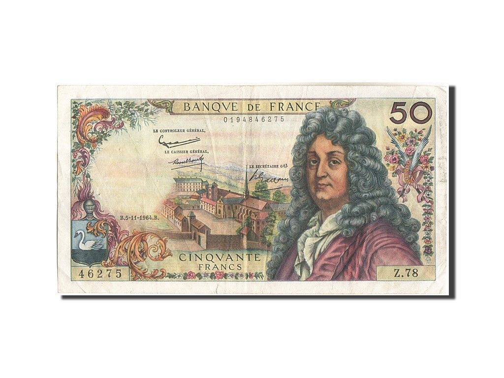 Banknote, France, 50 Francs, 50 F 1962-1976 ''Racine'', 1964, 1964-11-05
